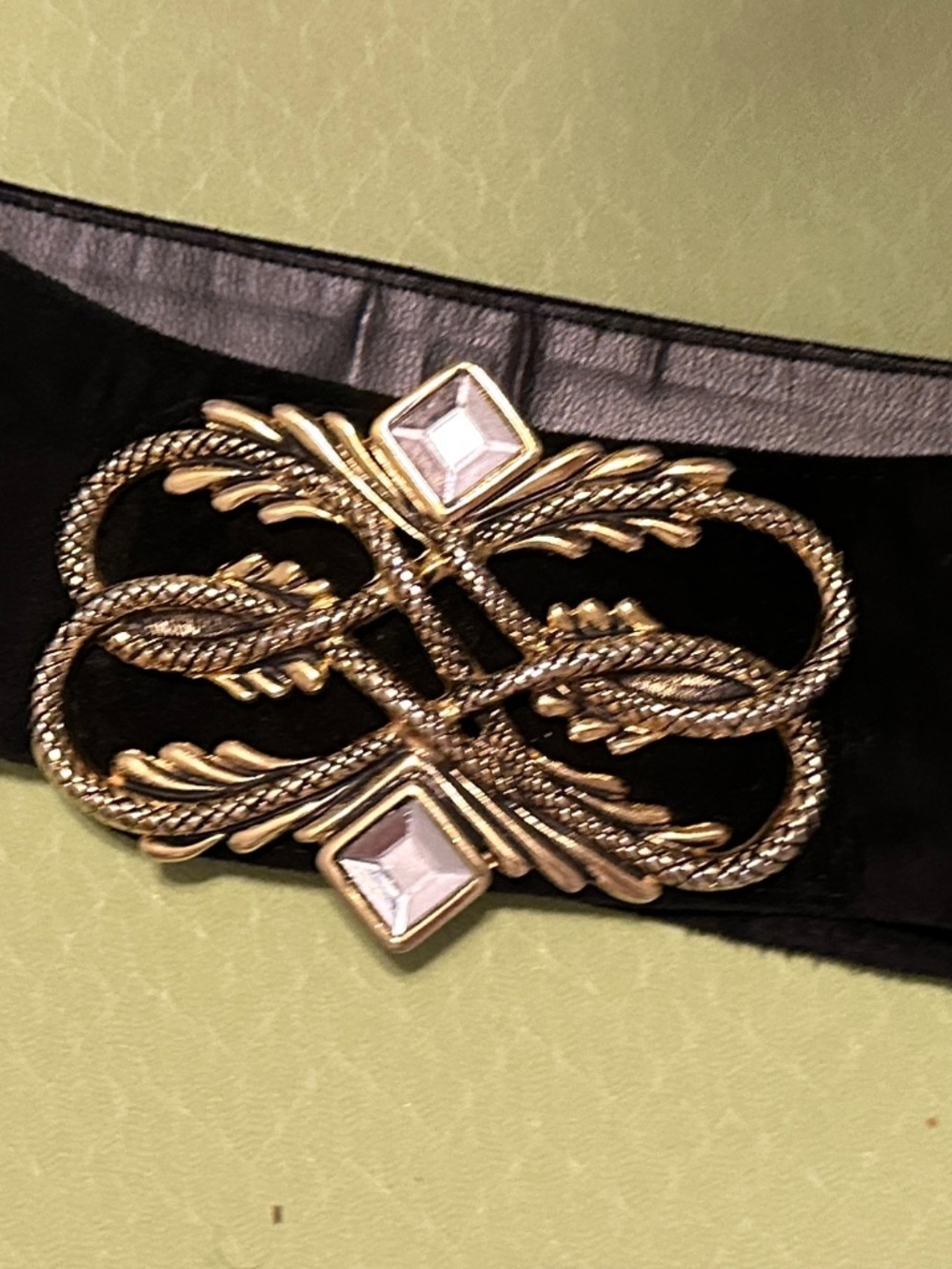 Black Velvet Adjustable Belt (Size Small-Medium)
